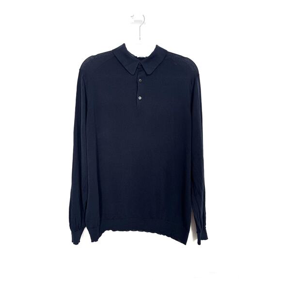 Malo Other - Malo Sweater Mens Large Navy Polo Long Sleeve Italy Luxury Knit Cotton sz 54
